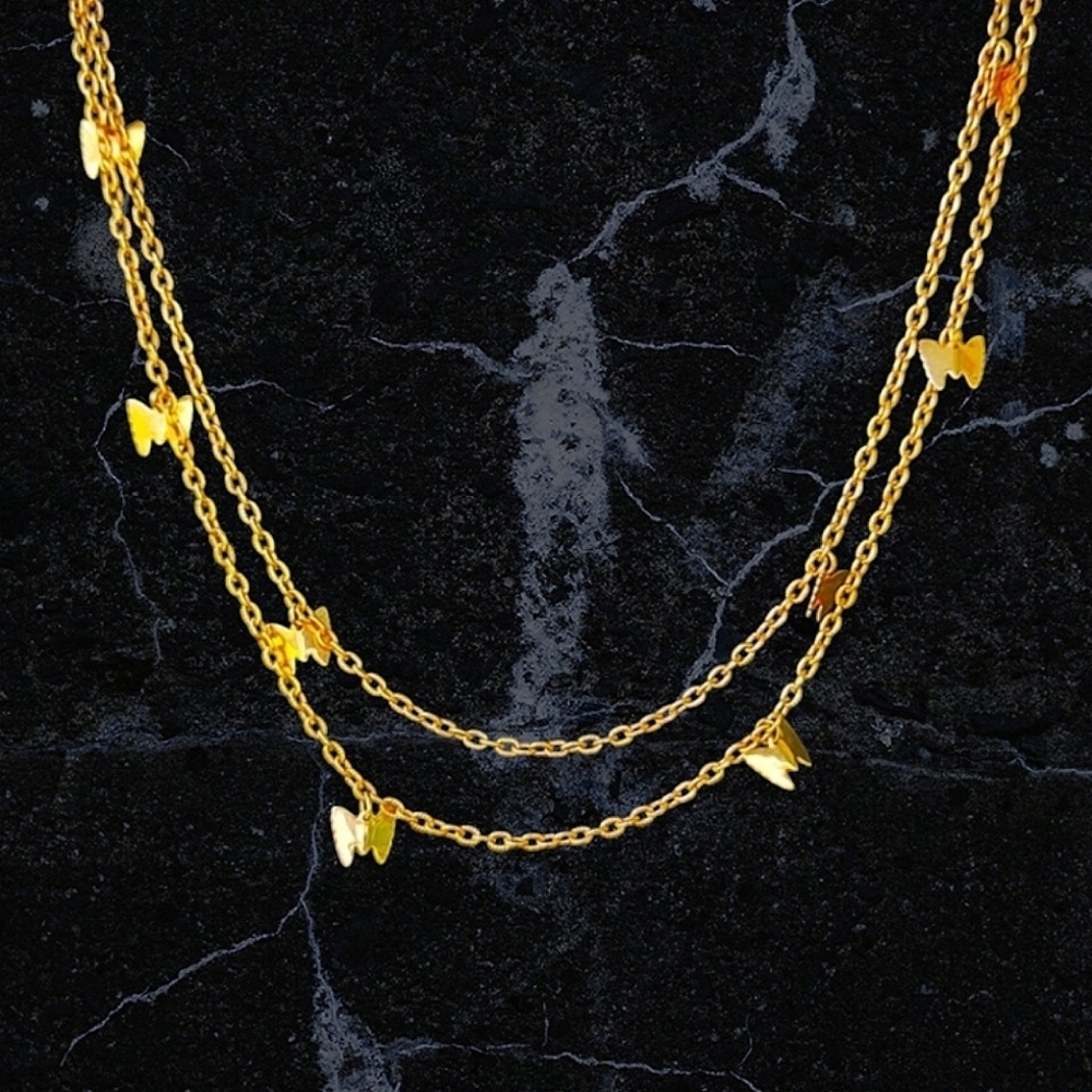 Vintage Gold Butterfly Chain Necklace